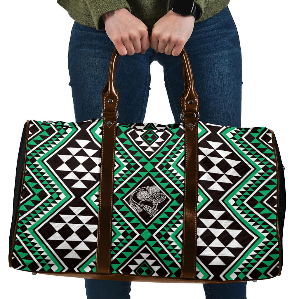 New Zealand Kakariki Taniko Motifs Travel Bag Maori Poi Dance Costume Inspired LT14 Green - Polynesian Pride