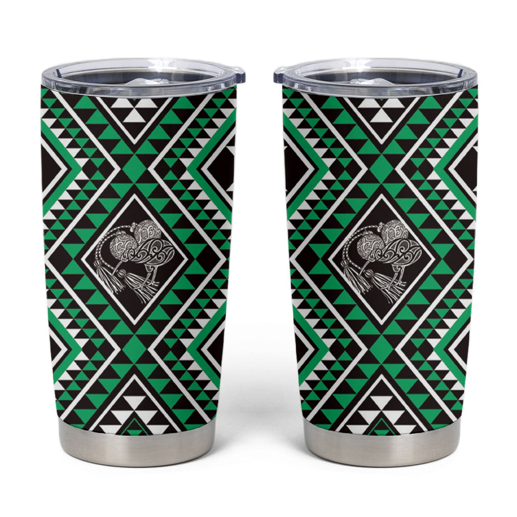 New Zealand Kakariki Taniko Motifs Tumbler Cup Maori Poi Dance Costume Inspired LT14 Green - Polynesian Pride