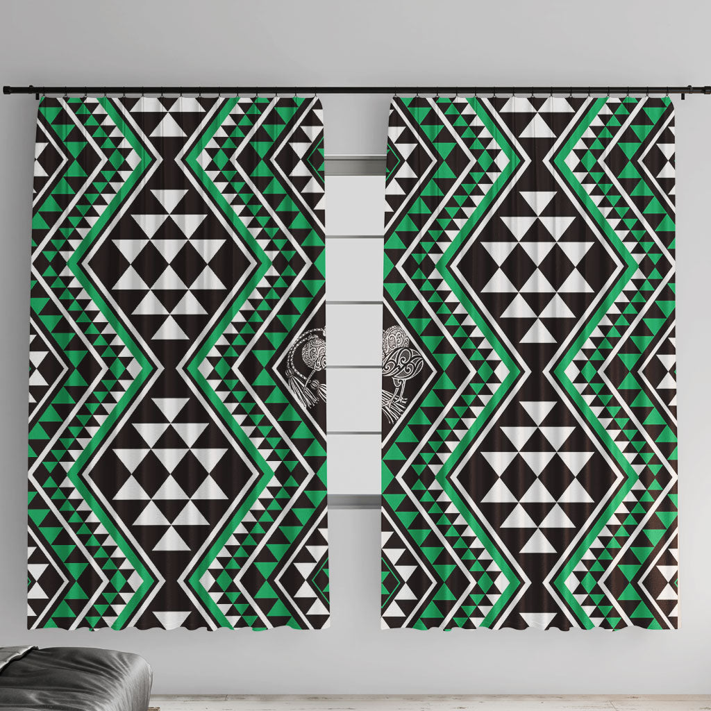 New Zealand Kakariki Taniko Motifs Window Curtain Maori Poi Dance Costume Inspired LT14 With Hooks Green - Polynesian Pride