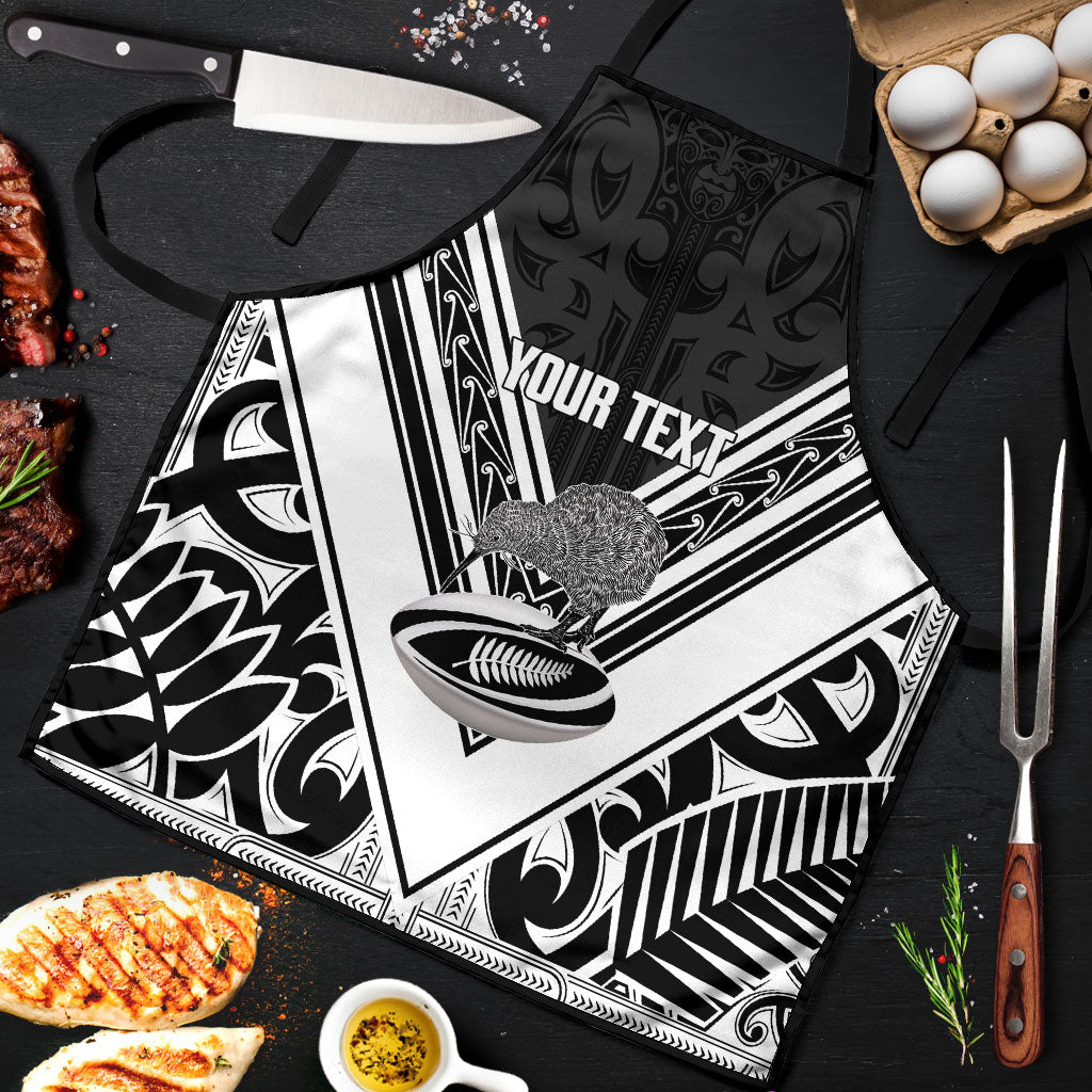 New Zealand Silver Fern Rugby Custom Apron Go Wheel Kiwi Maori Pattern LT14 White - Polynesian Pride