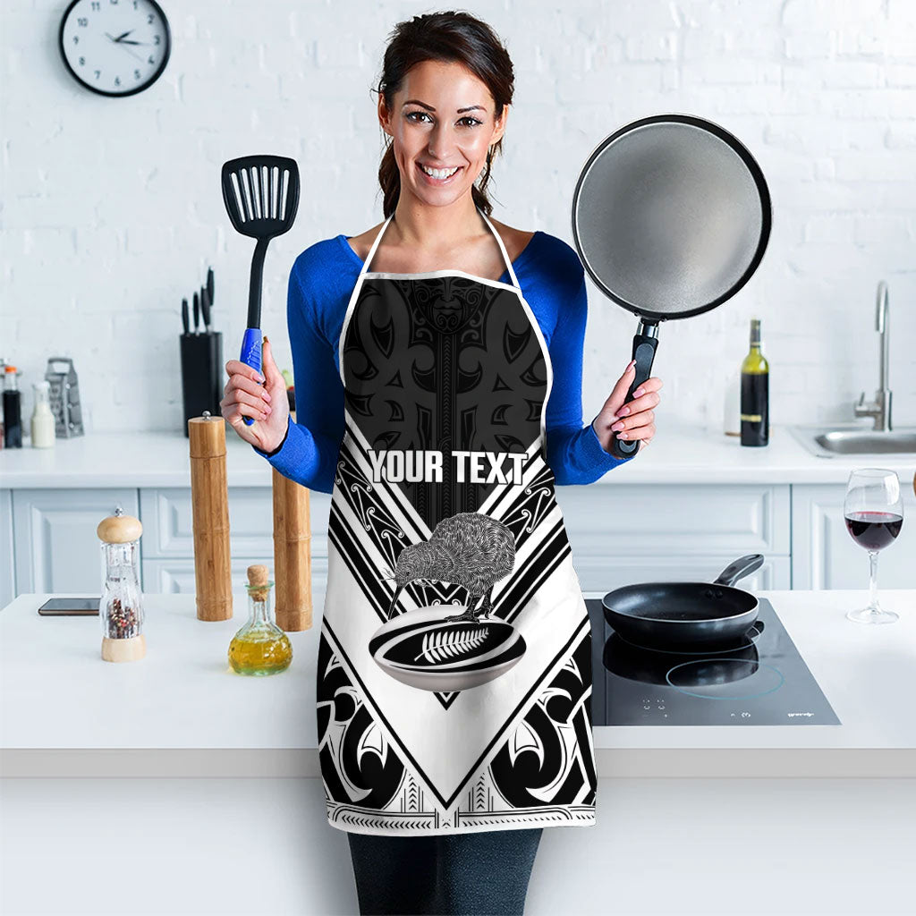 New Zealand Silver Fern Rugby Custom Apron Go Wheel Kiwi Maori Pattern LT14 - Polynesian Pride