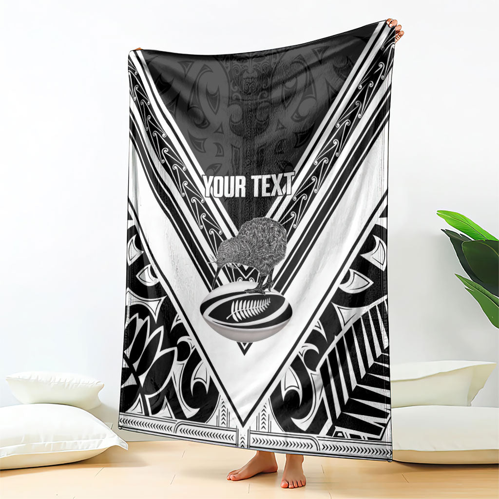 New Zealand Silver Fern Rugby Custom Blanket Go Wheel Kiwi Maori Pattern LT14 - Polynesian Pride