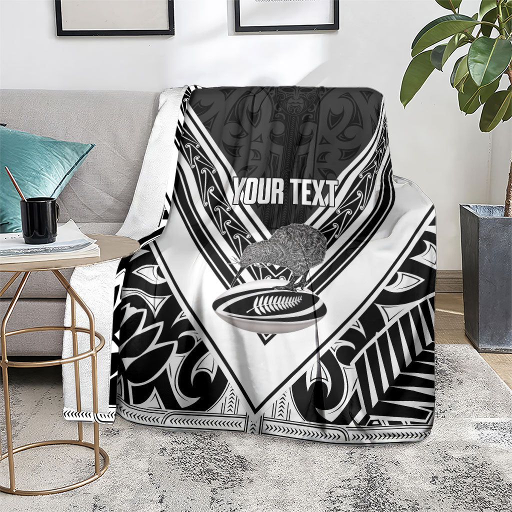 New Zealand Silver Fern Rugby Custom Blanket Go Wheel Kiwi Maori Pattern LT14 - Polynesian Pride