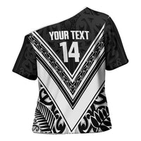 New Zealand Silver Fern Rugby Custom Cross Shoulder Shirt Go Wheel Kiwi Maori Pattern LT14 - Polynesian Pride