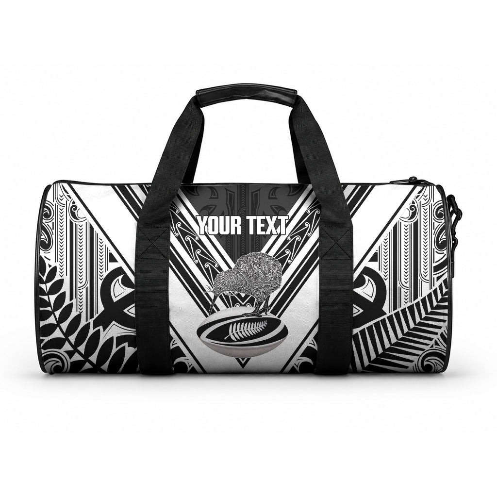 New Zealand Silver Fern Rugby Custom Duffle Bag Go Wheel Kiwi Maori Pattern LT14 One size White - Polynesian Pride
