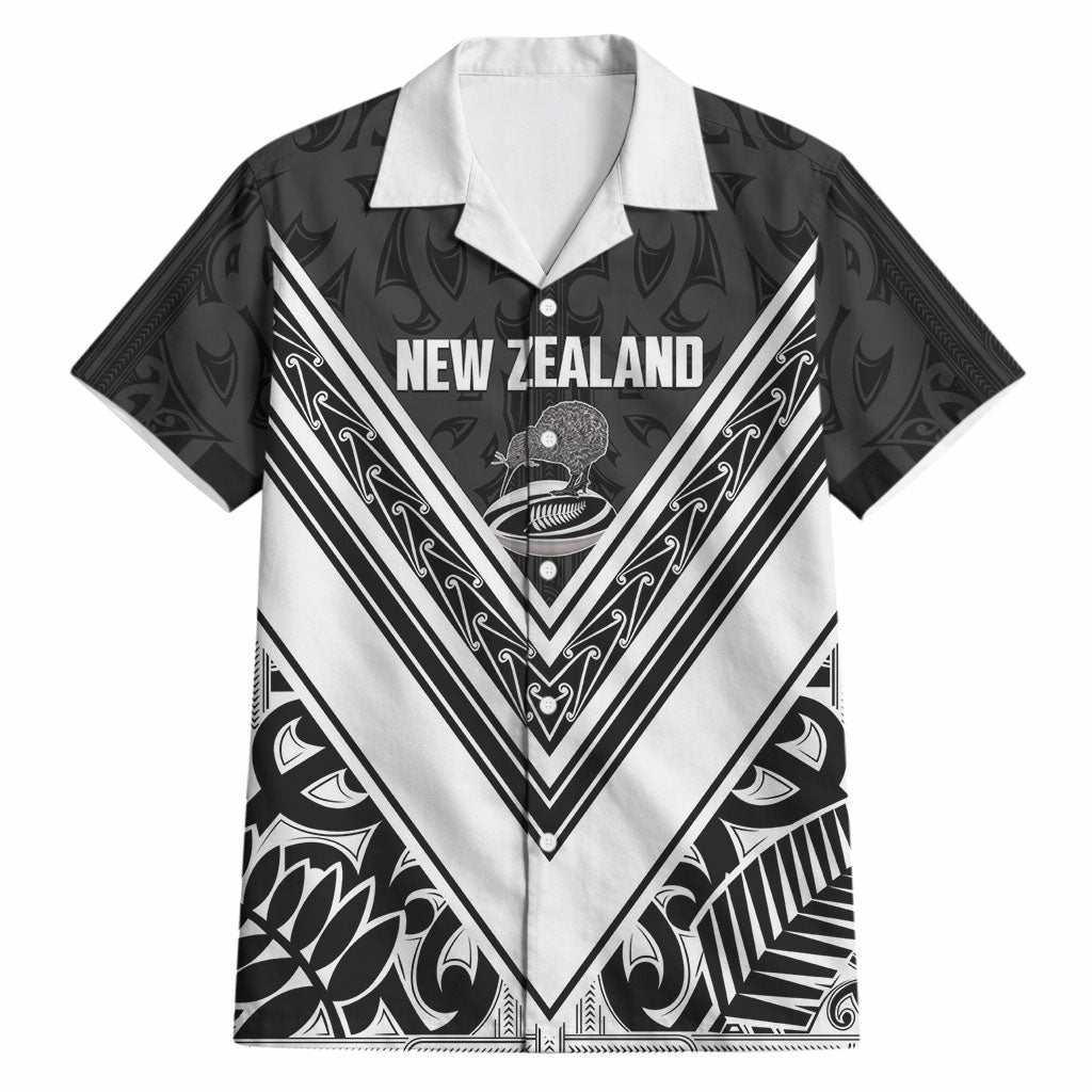 New Zealand Silver Fern Rugby Custom Hawaiian Shirt Go Wheel Kiwi Maori Pattern LT14 White - Polynesian Pride