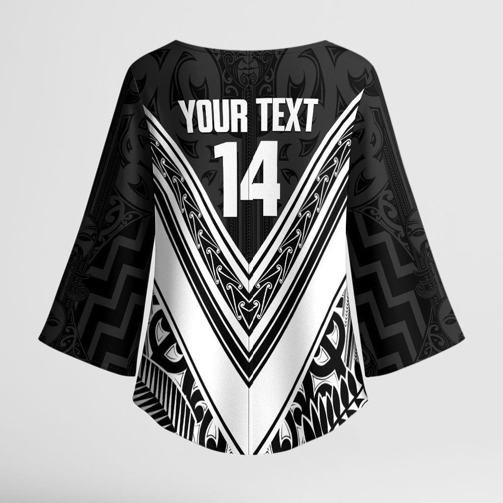 New Zealand Silver Fern Rugby Custom Kimono Sleeve Blouse Go Wheel Kiwi Maori Pattern LT14 - Polynesian Pride