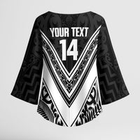 New Zealand Silver Fern Rugby Custom Kimono Sleeve Blouse Go Wheel Kiwi Maori Pattern LT14 - Polynesian Pride