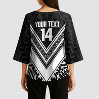 New Zealand Silver Fern Rugby Custom Kimono Sleeve Blouse Go Wheel Kiwi Maori Pattern LT14 - Polynesian Pride