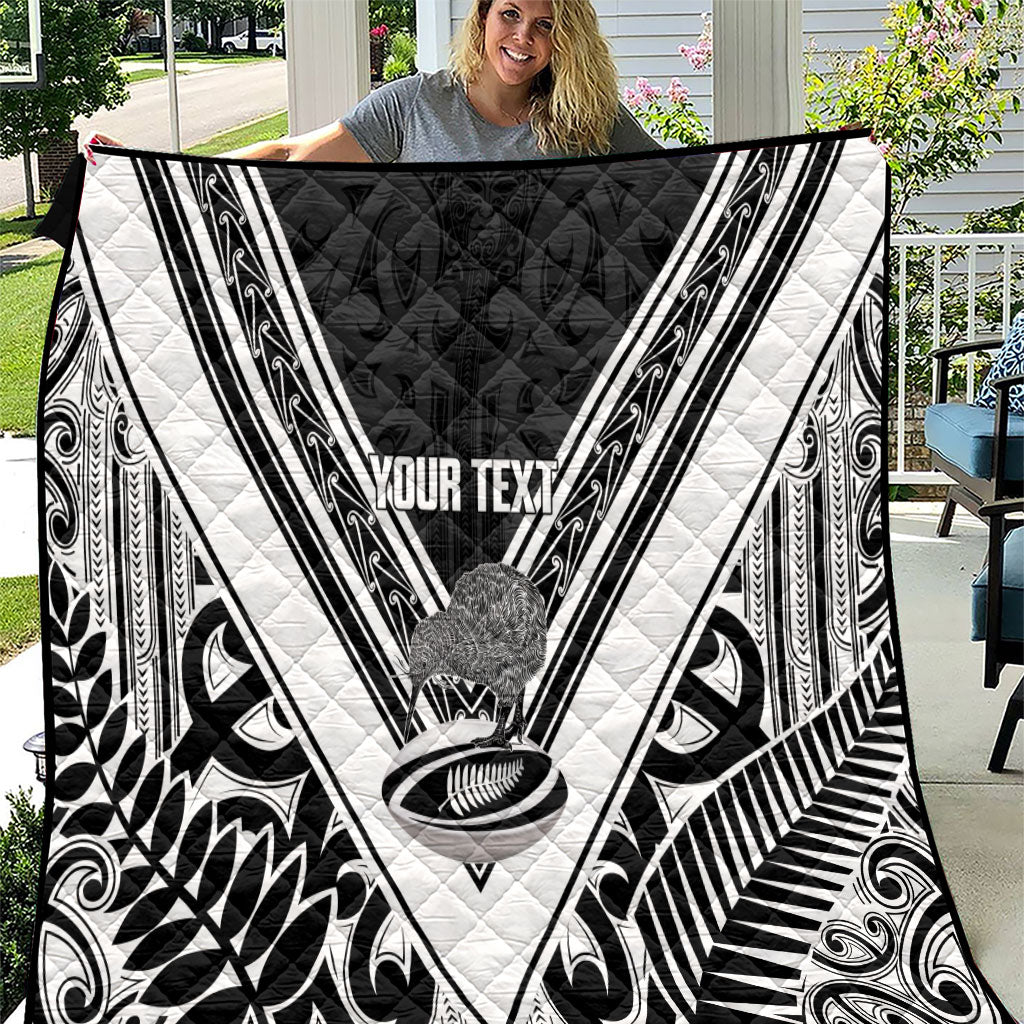 New Zealand Silver Fern Rugby Custom Quilt Go Wheel Kiwi Maori Pattern LT14 White - Polynesian Pride