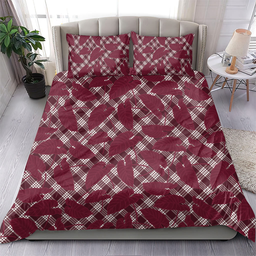 Burgundy Hawaii Kalo Palaka Motifs Bedding Set Hawaiian Taro Leaves Elegant Vibes LT14 - Polynesian Pride