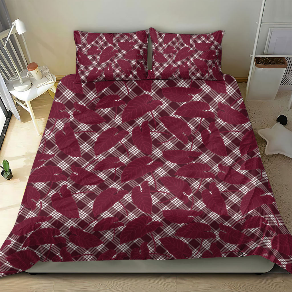 Burgundy Hawaii Kalo Palaka Motifs Bedding Set Hawaiian Taro Leaves Elegant Vibes LT14 - Polynesian Pride