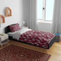 Burgundy Hawaii Kalo Palaka Motifs Bedding Set Hawaiian Taro Leaves Elegant Vibes LT14 - Polynesian Pride