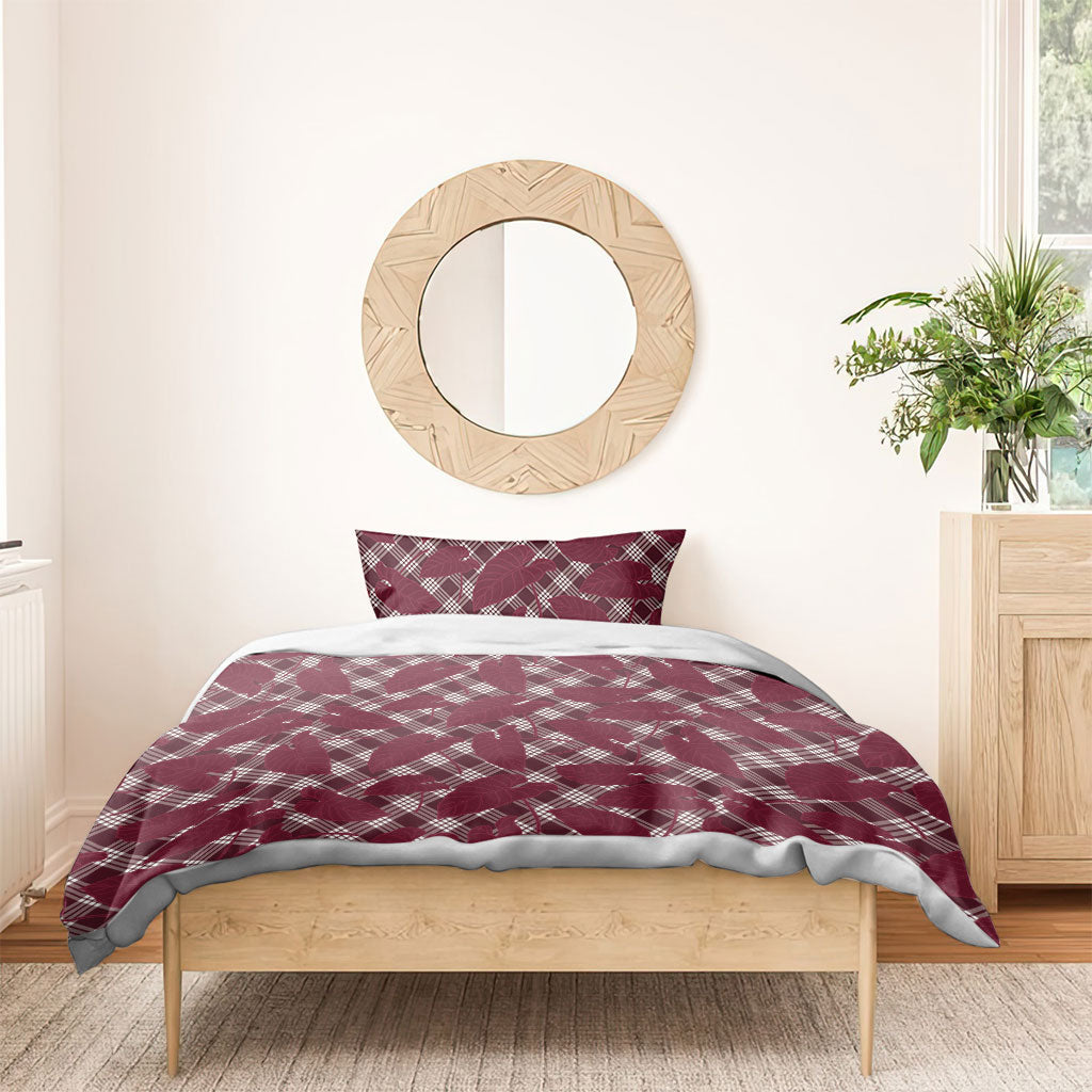 Burgundy Hawaii Kalo Palaka Motifs Bedding Set Hawaiian Taro Leaves Elegant Vibes LT14 - Polynesian Pride