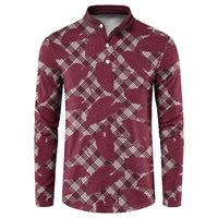 Burgundy Hawaii Kalo Palaka Motifs Button Sweatshirt Hawaiian Taro Leaves Elegant Vibes LT14 Burgundy - Polynesian Pride