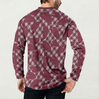 Burgundy Hawaii Kalo Palaka Motifs Button Sweatshirt Hawaiian Taro Leaves Elegant Vibes LT14 - Polynesian Pride
