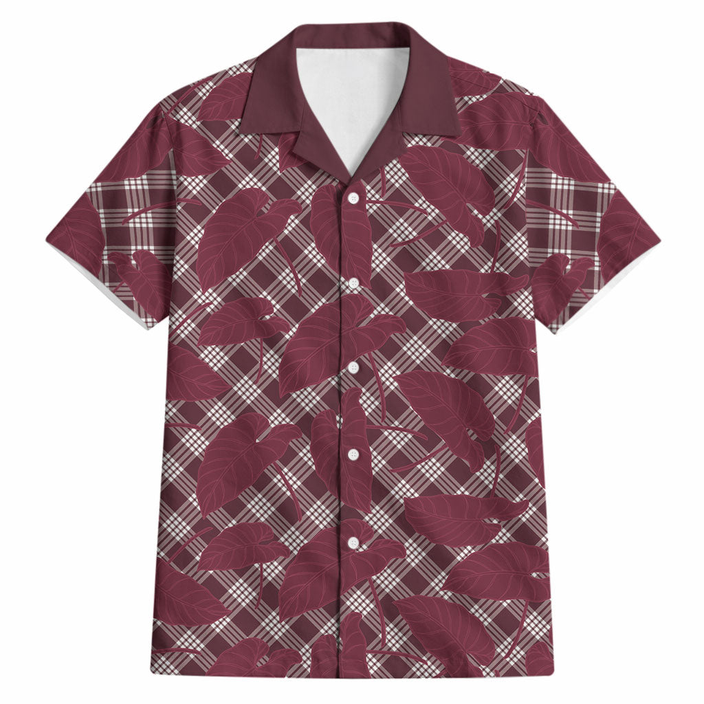 Burgundy Hawaii Kalo Palaka Motifs Hawaiian Shirt Hawaiian Taro Leaves Elegant Vibes