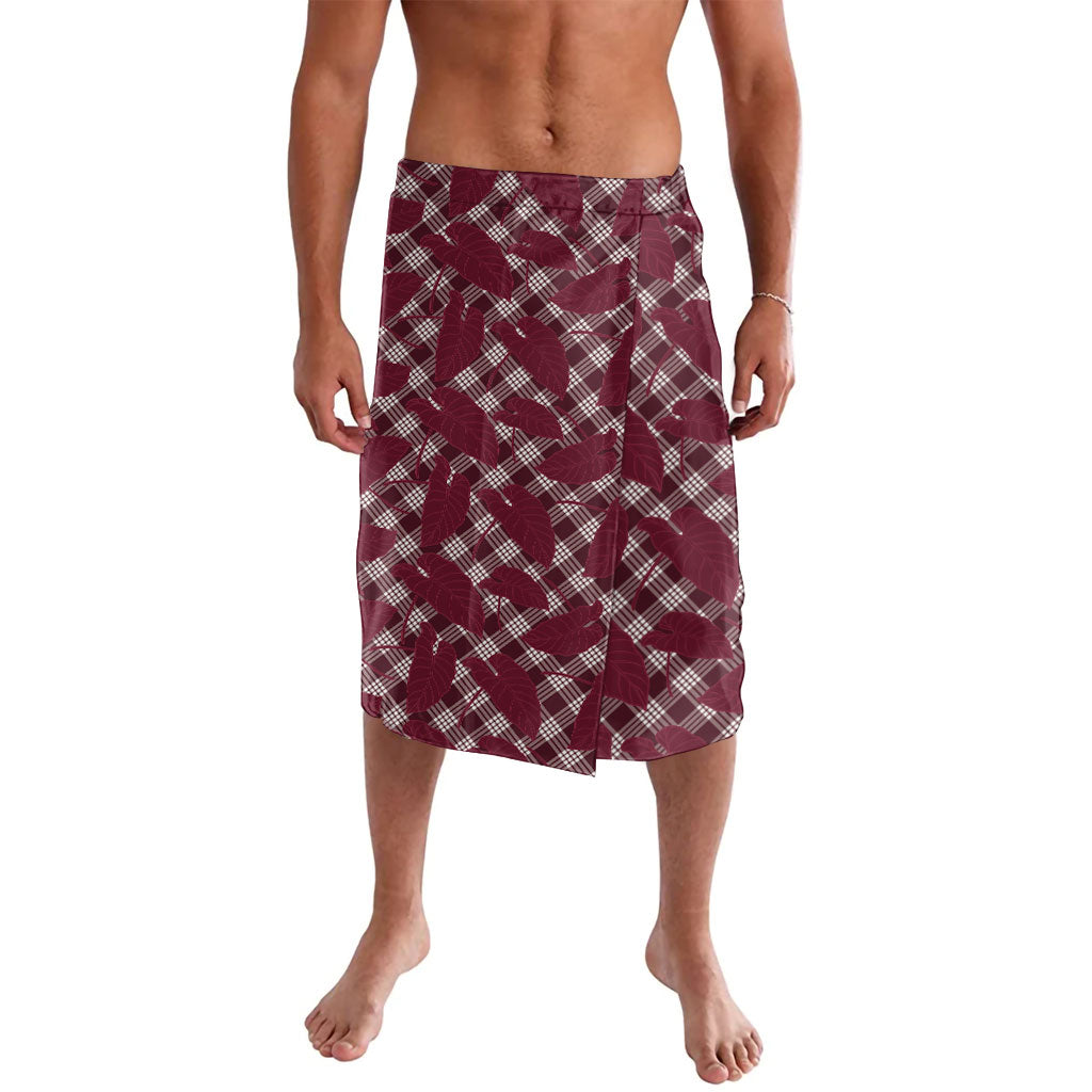 Burgundy Hawaii Kalo Palaka Motifs Lavalava Hawaiian Taro Leaves Elegant Vibes