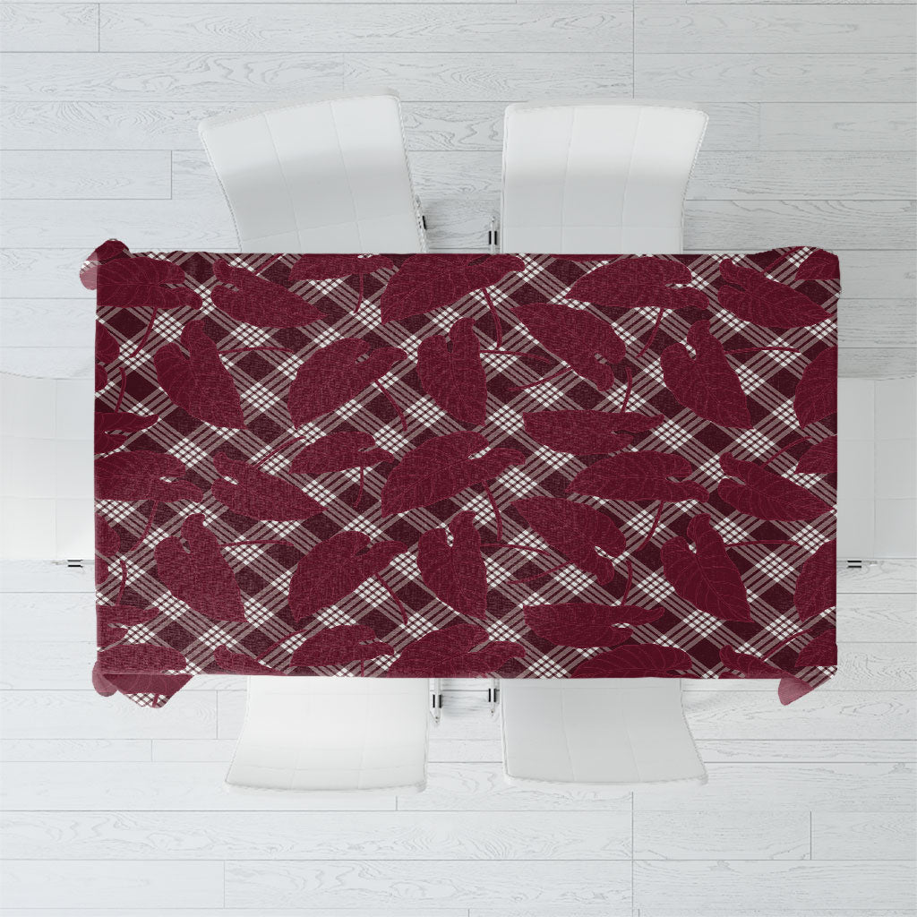 Burgundy Hawaii Kalo Palaka Motifs Tablecloth Hawaiian Taro Leaves Elegant Vibes
