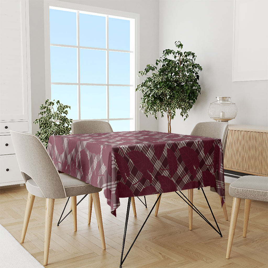 Burgundy Hawaii Kalo Palaka Motifs Tablecloth Hawaiian Taro Leaves Elegant Vibes LT14 - Polynesian Pride