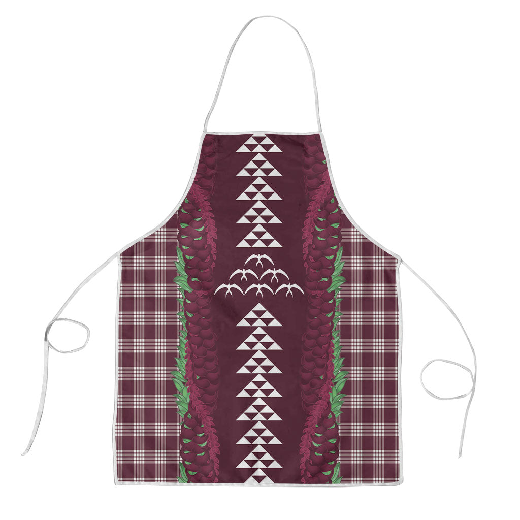 Burgundy Palaka Hawaii Iwa Bird Apron Hawaiian Kakau Jade Vine Lei
