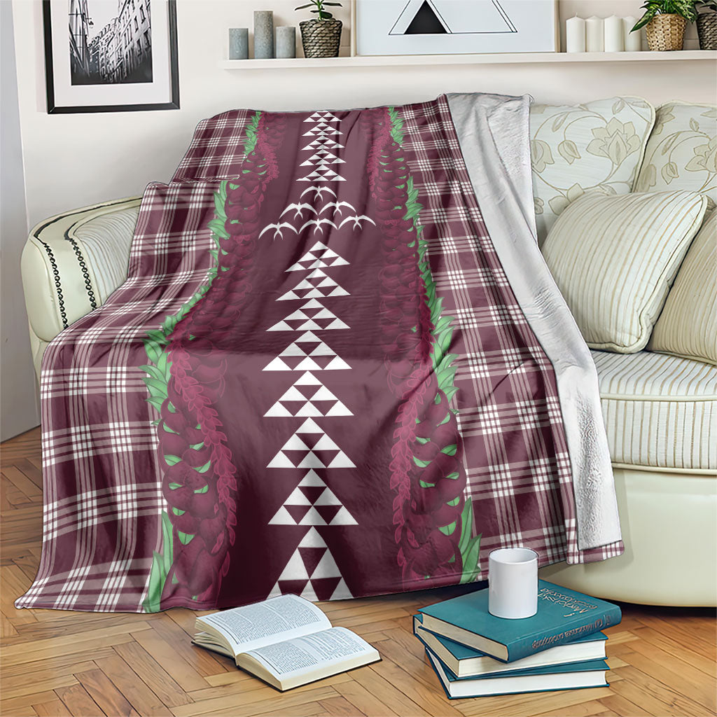 Burgundy Palaka Hawaii Iwa Bird Blanket Hawaiian Kakau Jade Vine Lei