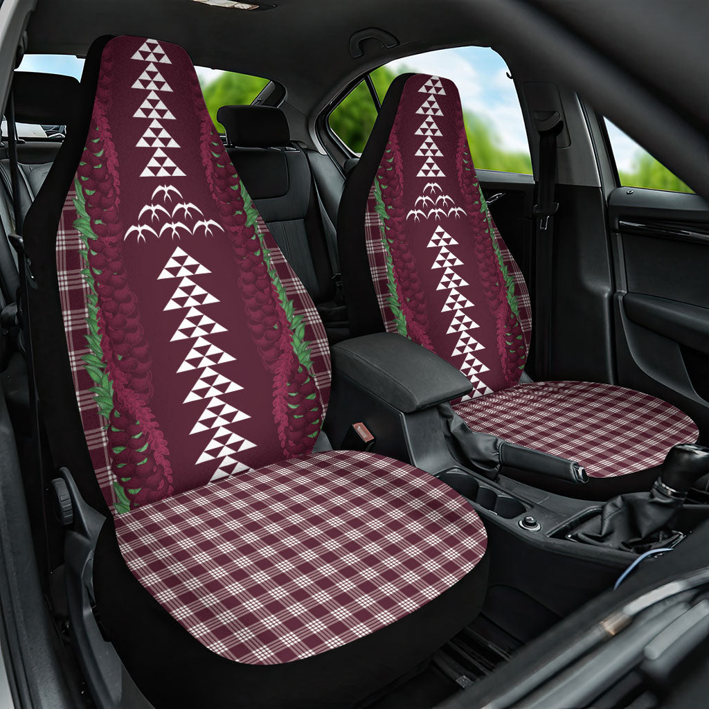 Burgundy Palaka Hawaii Iwa Bird Car Seat Cover Hawaiian Kakau Jade Vine Lei