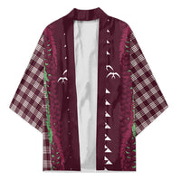 Burgundy Palaka Hawaii Iwa Bird Kimono Hawaiian Kakau Jade Vine Lei LT14 Unisex Burgundy - Polynesian Pride