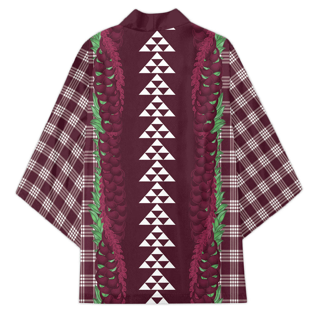 Burgundy Palaka Hawaii Iwa Bird Kimono Hawaiian Kakau Jade Vine Lei LT14 - Polynesian Pride