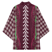 Burgundy Palaka Hawaii Iwa Bird Kimono Hawaiian Kakau Jade Vine Lei LT14 - Polynesian Pride