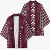 Burgundy Palaka Hawaii Iwa Bird Kimono Hawaiian Kakau Jade Vine Lei LT14 - Polynesian Pride