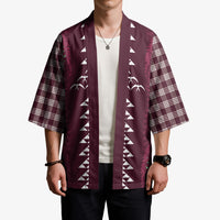 Burgundy Palaka Hawaii Iwa Bird Kimono Hawaiian Kakau Jade Vine Lei LT14 - Polynesian Pride