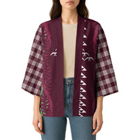 Burgundy Palaka Hawaii Iwa Bird Kimono Hawaiian Kakau Jade Vine Lei LT14 - Polynesian Pride