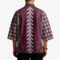 Burgundy Palaka Hawaii Iwa Bird Kimono Hawaiian Kakau Jade Vine Lei LT14 - Polynesian Pride