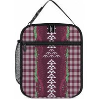 Burgundy Palaka Hawaii Iwa Bird Lunch Bag Hawaiian Kakau Jade Vine Lei LT14 10.2 × 8.3 × 4.3 inch Burgundy - Polynesian Pride