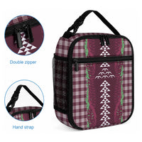 Burgundy Palaka Hawaii Iwa Bird Lunch Bag Hawaiian Kakau Jade Vine Lei LT14 - Polynesian Pride
