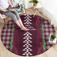 Burgundy Palaka Hawaii Iwa Bird Round Carpet Hawaiian Kakau Jade Vine Lei LT14 - Polynesian Pride