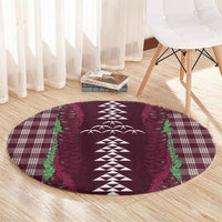 Burgundy Palaka Hawaii Iwa Bird Round Carpet Hawaiian Kakau Jade Vine Lei LT14 - Polynesian Pride