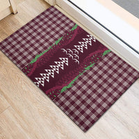 Burgundy Palaka Hawaii Iwa Bird Rubber Doormat Hawaiian Kakau Jade Vine Lei LT14 - Polynesian Pride