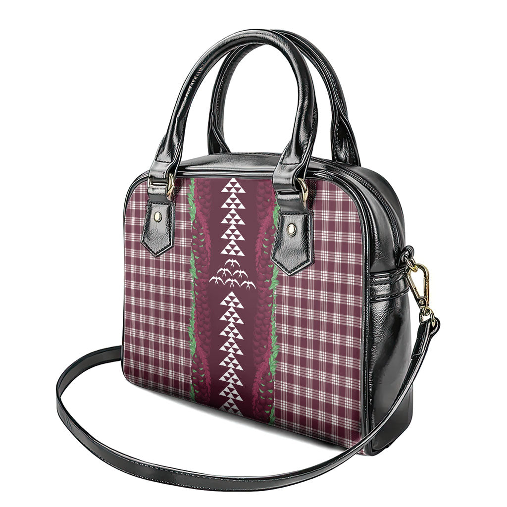 Burgundy Palaka Hawaii Iwa Bird Shoulder Handbag Hawaiian Kakau Jade Vine Lei LT14 - Polynesian Pride