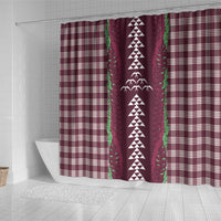 Burgundy Palaka Hawaii Iwa Bird Shower Curtain Hawaiian Kakau Jade Vine Lei LT14 - Polynesian Pride