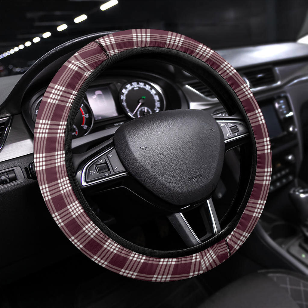 Burgundy Palaka Hawaii Iwa Bird Steering Wheel Cover Hawaiian Kakau Jade Vine Lei