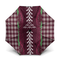 Burgundy Palaka Hawaii Iwa Bird Umbrella Hawaiian Kakau Jade Vine Lei LT14 One Size Folded 11.42 inch Opened Diameter 37.4 inch Burgundy - Polynesian Pride