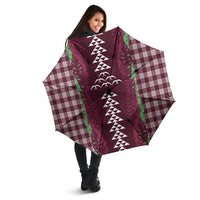 Burgundy Palaka Hawaii Iwa Bird Umbrella Hawaiian Kakau Jade Vine Lei LT14 - Polynesian Pride