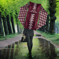Burgundy Palaka Hawaii Iwa Bird Umbrella Hawaiian Kakau Jade Vine Lei LT14 - Polynesian Pride