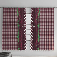 Burgundy Palaka Hawaii Iwa Bird Window Curtain Hawaiian Kakau Jade Vine Lei LT14 With Hooks Burgundy - Polynesian Pride