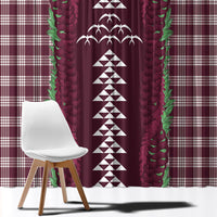 Burgundy Palaka Hawaii Iwa Bird Window Curtain Hawaiian Kakau Jade Vine Lei LT14 - Polynesian Pride