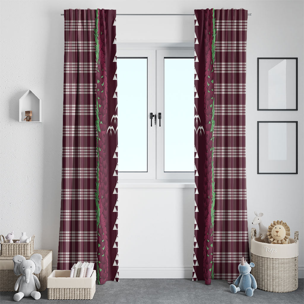 Burgundy Palaka Hawaii Iwa Bird Window Curtain Hawaiian Kakau Jade Vine Lei LT14 - Polynesian Pride