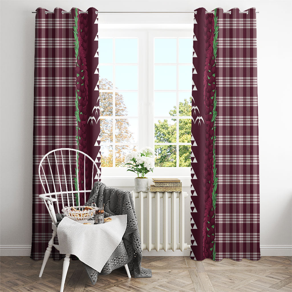 Burgundy Palaka Hawaii Iwa Bird Window Curtain Hawaiian Kakau Jade Vine Lei LT14 - Polynesian Pride