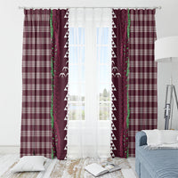 Burgundy Palaka Hawaii Iwa Bird Window Curtain Hawaiian Kakau Jade Vine Lei LT14 - Polynesian Pride